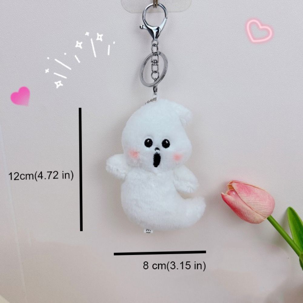 Cartoon Funny Little Ghost Plush Keychain Plush Doll Ghost Decoration  Birthday Gift