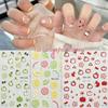 Cartoon Fruit Embossed 3D Nail Stickers: Little Cherry, Green Apple, Lemon, Red Apple