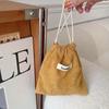 Solid Color Corduroy Storage Bag with Drawstring Drawstring Mouth Makeup Bag for Women Portable and Portable with Large Capacity