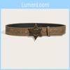 Letter Sheriff Youth Casual Leather Belt Metal Snap Buckle Rivets Wear Daily
