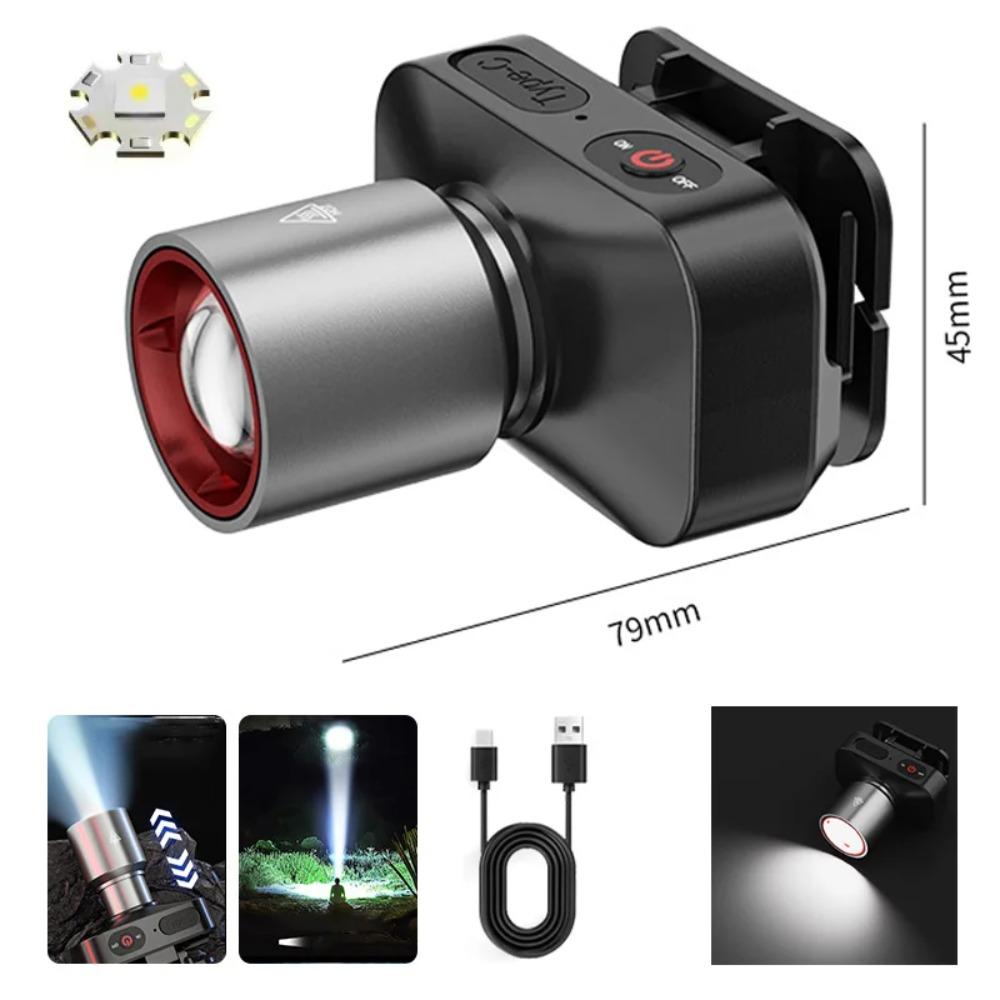 1200lumens Powerful Led Headlamp Headlight Zoom Head Lamp Flashlight Type-C Rechargeable Outdoor Fishing Lantern Head Torch
