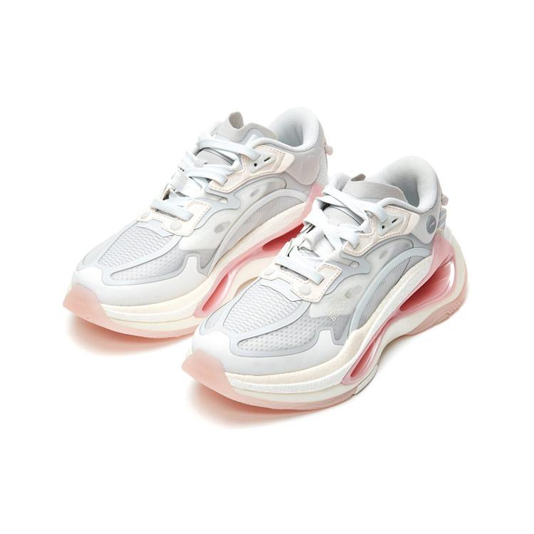 New LiNing Exceed Infinity Running Shoes Women's Low Top White/Grey/Powder AGLR084-8