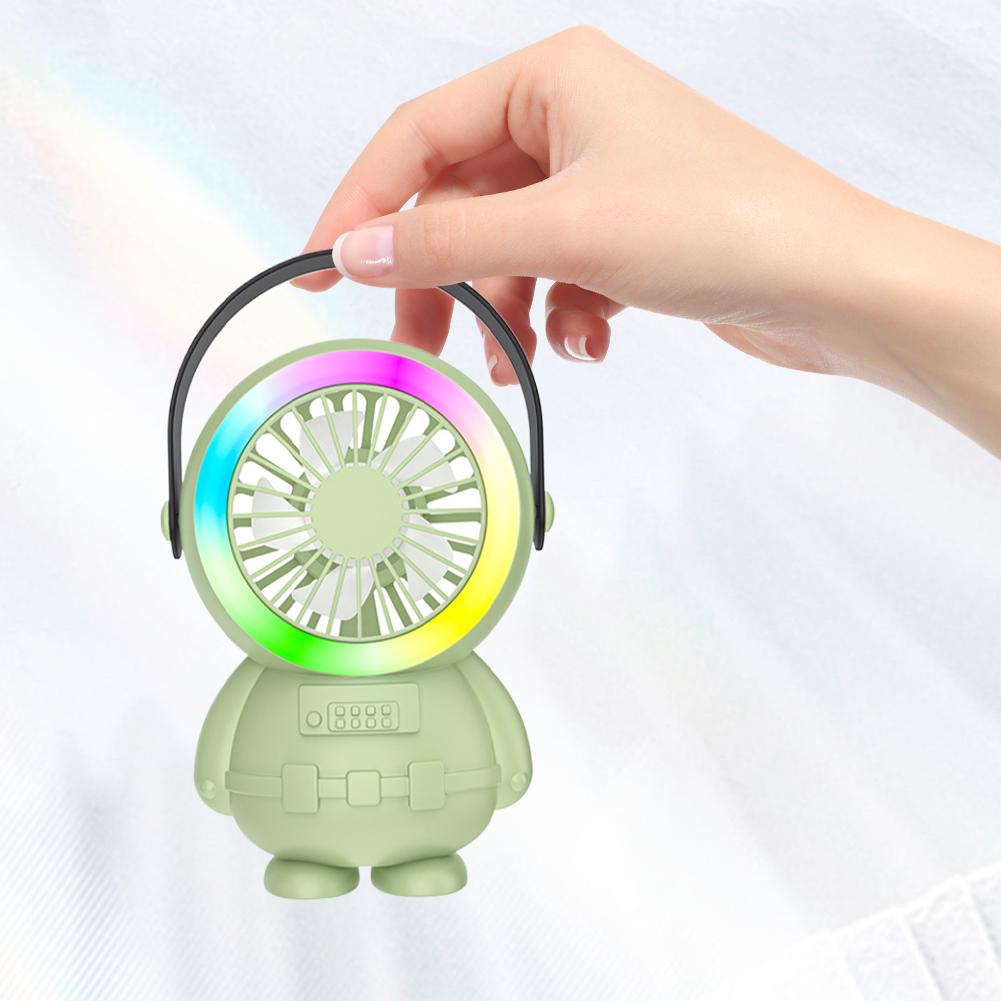 Astronaut Mini Fan USB Rechargeable Spaceman Small Desktop Fan 3 Speeds Cooling Personal Fan for Home Office Travel Dormitory