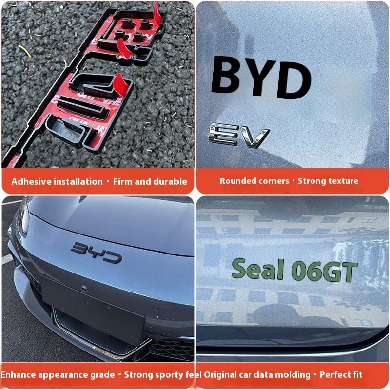 For BYD Seal 06 GT Front And Rear Emblem Blackening Modification Front Head Emblem Decal Glossy Black Rear Emblem