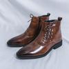 Fashion Brand Men'S Business Banquet Personalized Short Boots Autumn New Men'S Pointed Side Zipper Comfortable High Top Boots