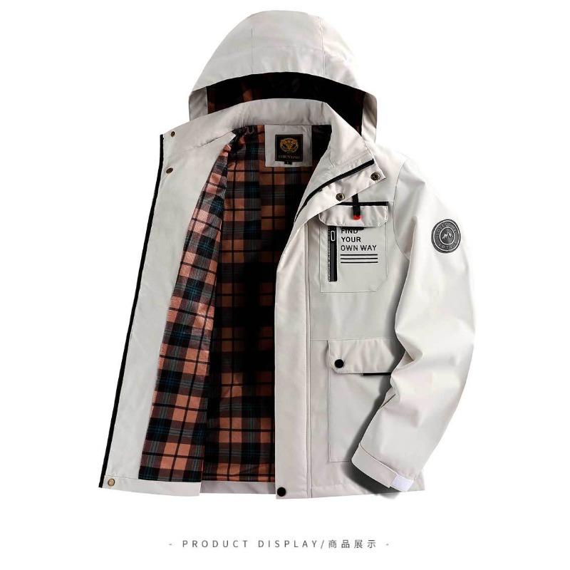 Autumn and Winter Outdoor Men's Plus Velvet Thick Casual Jacket Parka Warm Men's Coat