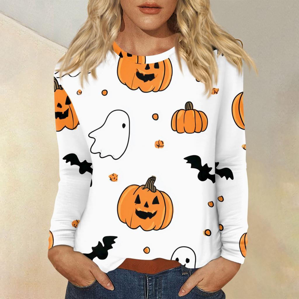 Women's Daily Casual Long-sleeved Printed O-neck Top