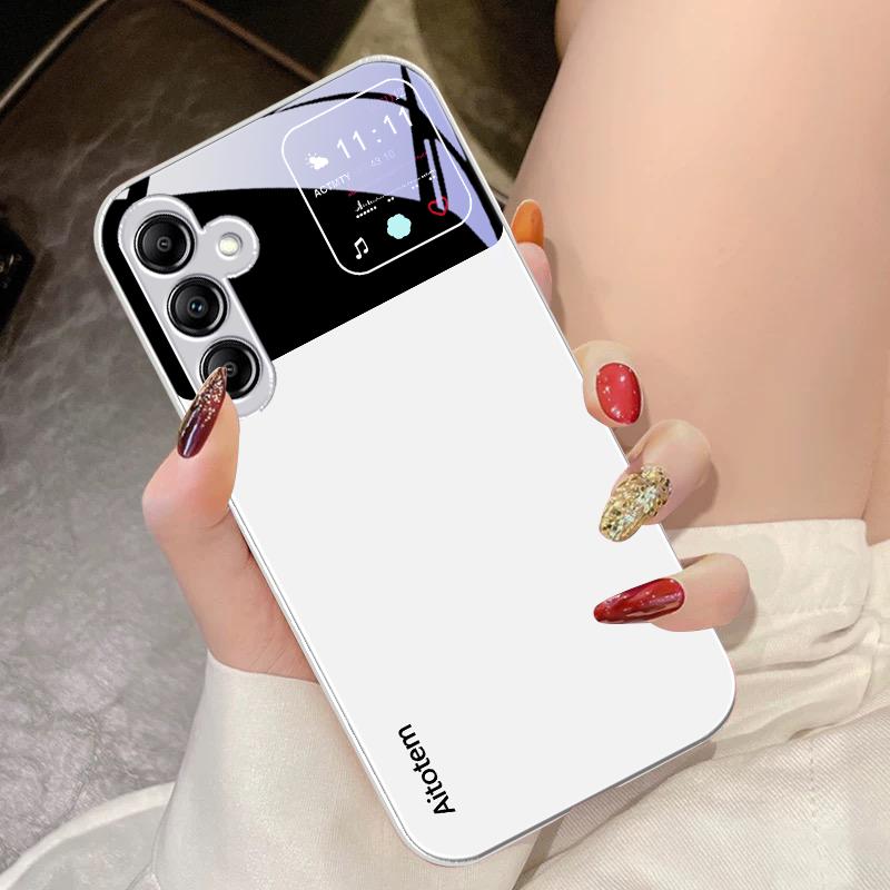 Glass Phone Case For Samsung Galaxy A14 4G 20 30 52 20S 21S 22 A25 32 33 34 42 50 51 53 54 70 71 72 73 5G Liquid Large Window