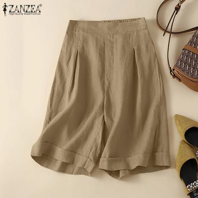 Womens Casual Elastic Waist Loose Summer Cotton Shorts