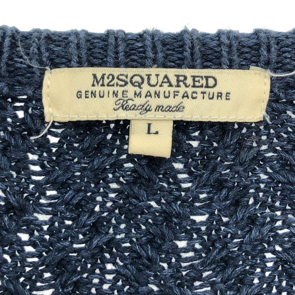 M2SQUARED Border Pattern Long sleeve knit L Navy system sweater Women Used