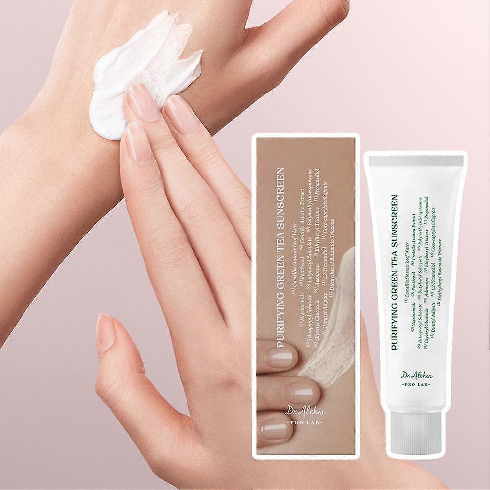 50ml Natürliche Grüntee-Sonnencreme Sanfter Schutz Hohe Effizienz Sonnenschutz Erfrischend Nicht Fettend Leicht Atmungsaktiv Unsichtbar