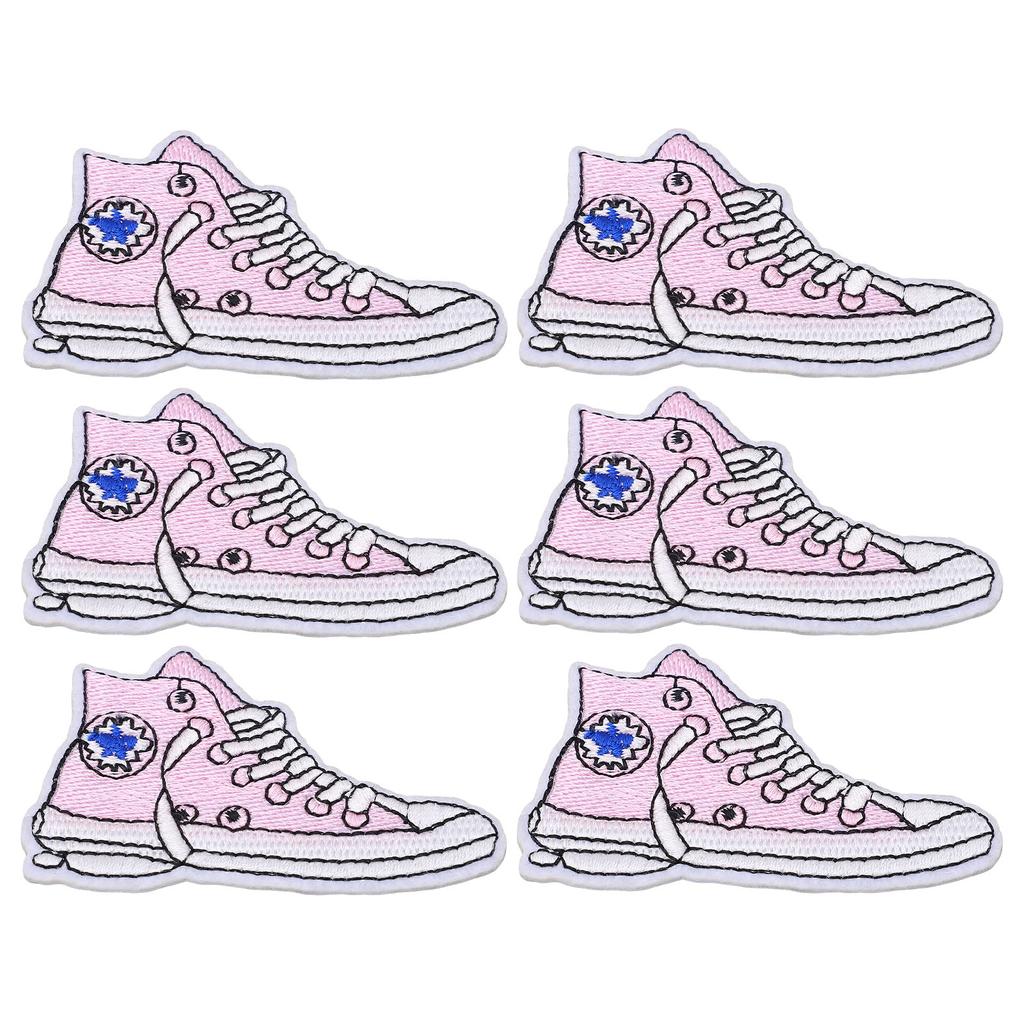 6pcs Patches Shoe Pattern DIY Making Cotton Material Removable 4.3x7.1cm 1.7x2.8in Embroidered Patch for Household
