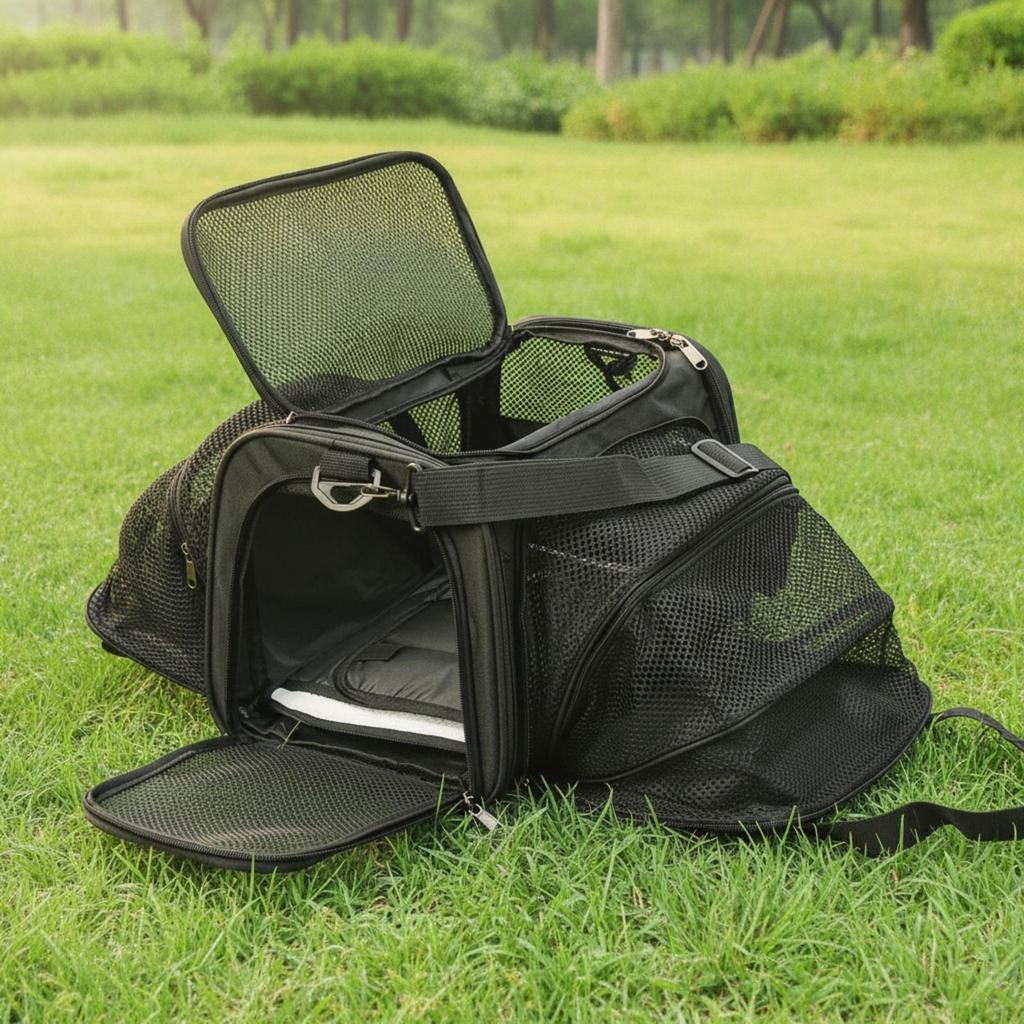 Expandable Pet Carrier with Mesh Panels Portable Foldable