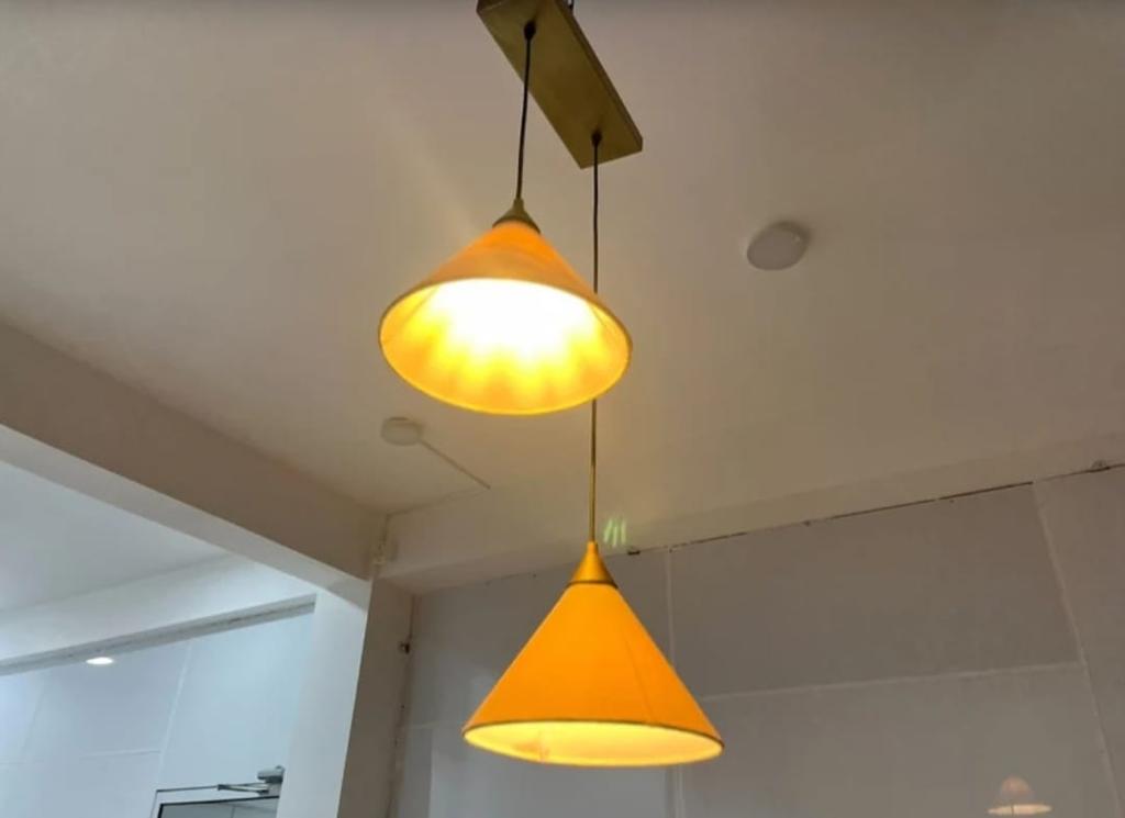 Mid Century 2 Fabric Shade Pendant Lights Chandelier Light Designer Ceiling Fixture Dinning Lights
