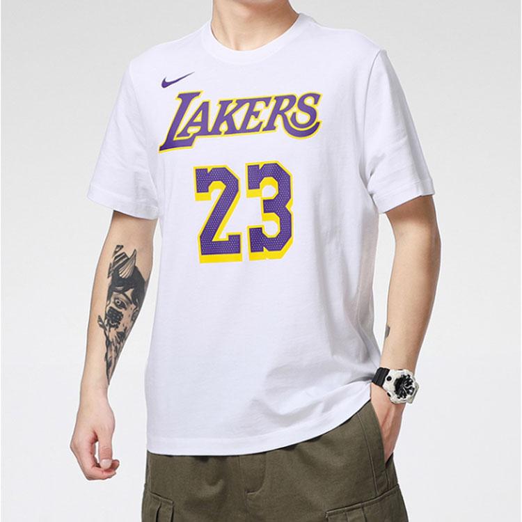 Nike LeBron James #23 Lakers Graphic Basketball T-Shirt Men Tops White CV8529-100