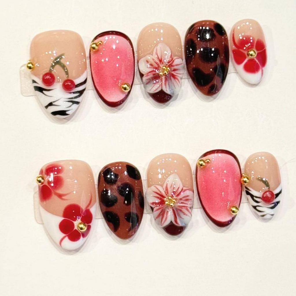 10pcs Hand Painted Gel Press Nails Beautiful Luxury Customized Design Handmade Press On Nails