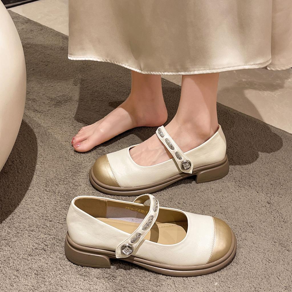 Fashion Mary Jane Shoes for Women Rhinestone Woman Pumps Low Heel Elegant Summer 2025 Quick Delivery Non Slip on Sale 39 Footwear Offer