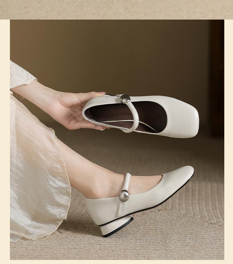 

High-end thick-heeled Mary Jane shoes women s 2024 new spring Korean version retro temperament high-heeled single shoes 34 белый