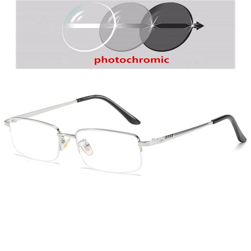 Metal Half Frame Prescription Eyeglasses for Men Blue Light Blocking Nearsighted Glasses 0 to -6 0 Diopters