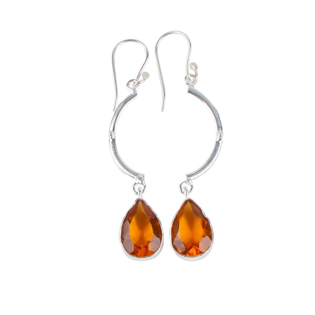 Citrine Gemstone 925 Sterling Silver Jewelry Handmade Earrings 2.60" For Women EE-43-1