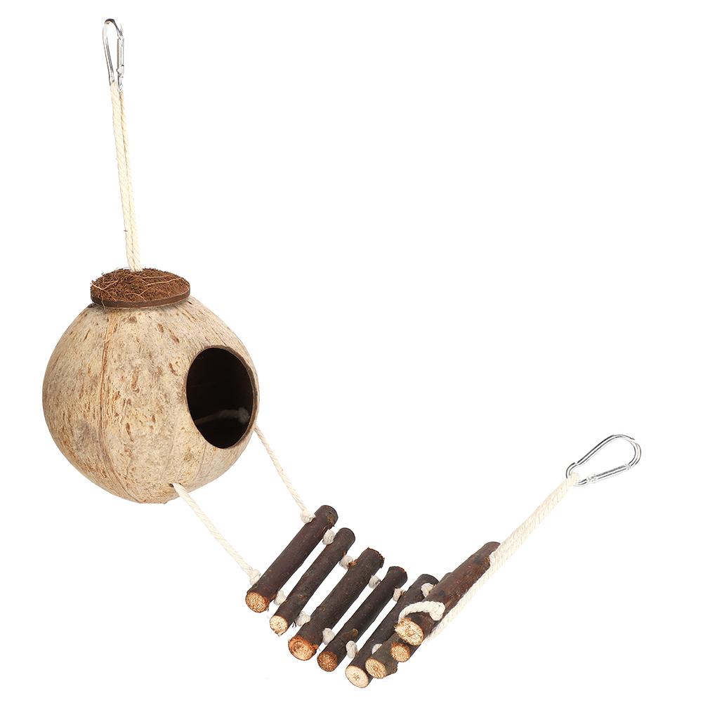 Bird s Nest Hamster Breeding Nest Climbing Ladder Natural Coconut Shell Hideaway Toy House