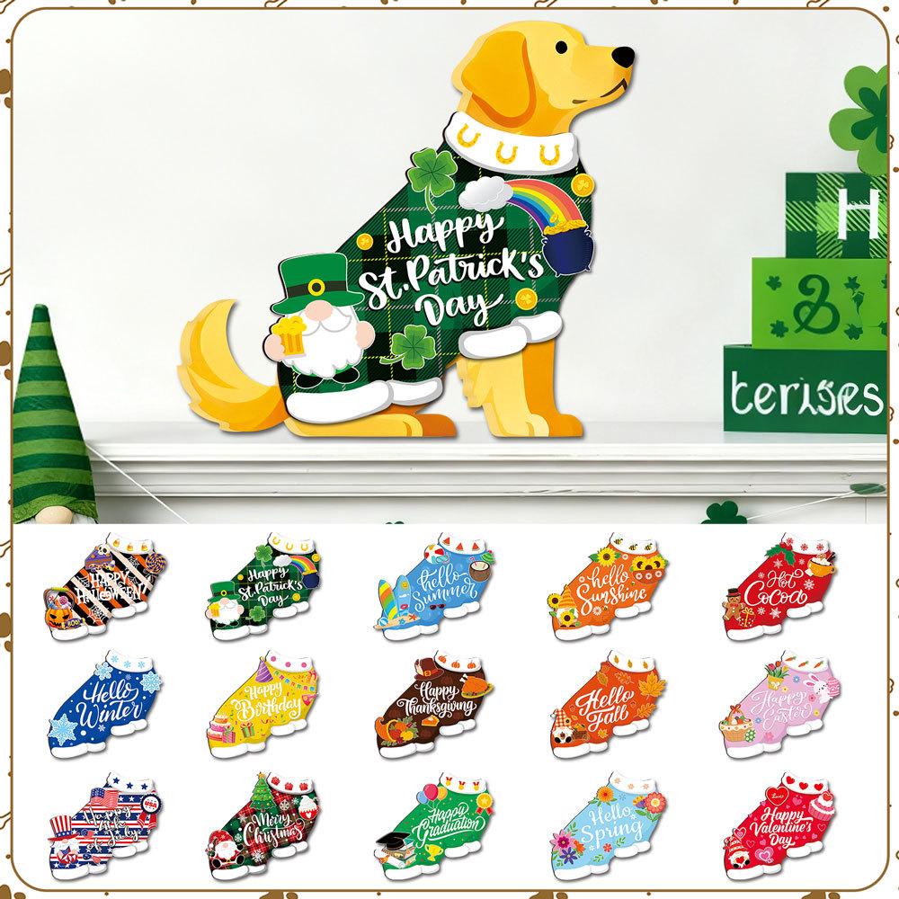 

Home Office Desk Wiener Dog Welcome Ornament Interchangeable Holiday Seasonal Sign Home Wooden Decorations