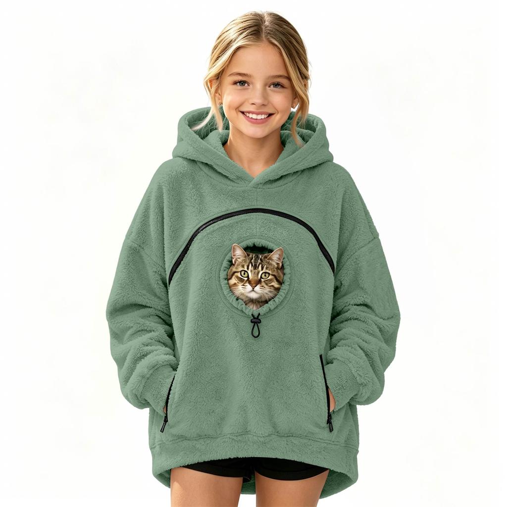 Sudadera con capucha de moda para niños con bolsillo para mascotas para niños y niñas Ropa informal para el día a día