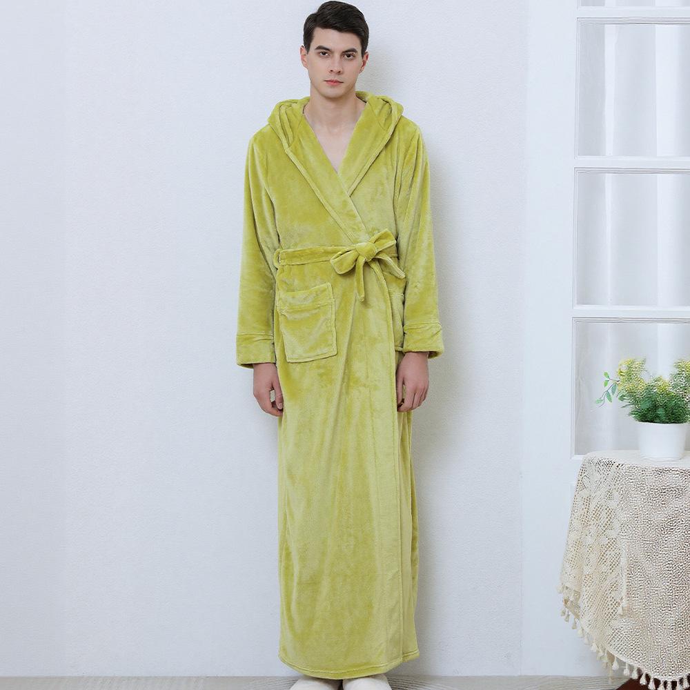 

Matching Couple Hooded Flannel Bathrobes - Thick, Long Coral Fleece for Autumn/Winter XL (80-100 kg)