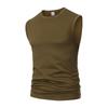 Herren Weiß Ärmelloses Tanktop Rundhalsausschnitt Schmal Geschnitten Lässig Trainingsshirt