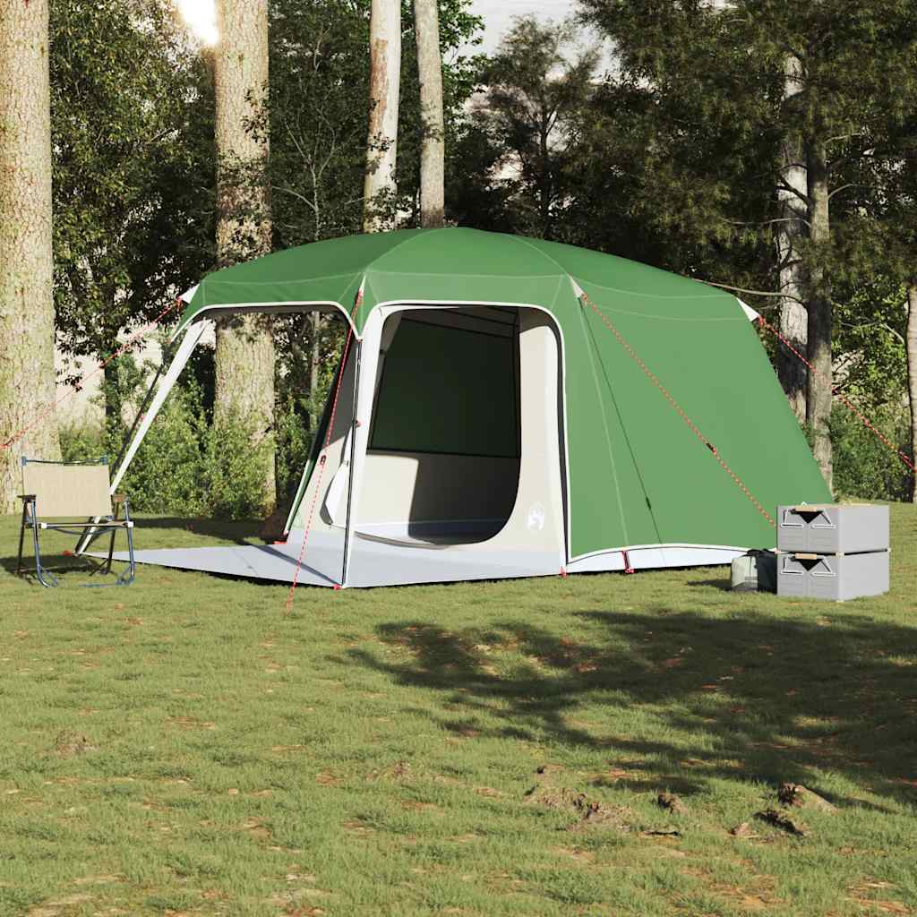 5 Person Camping Tent with Awning Green Waterproof