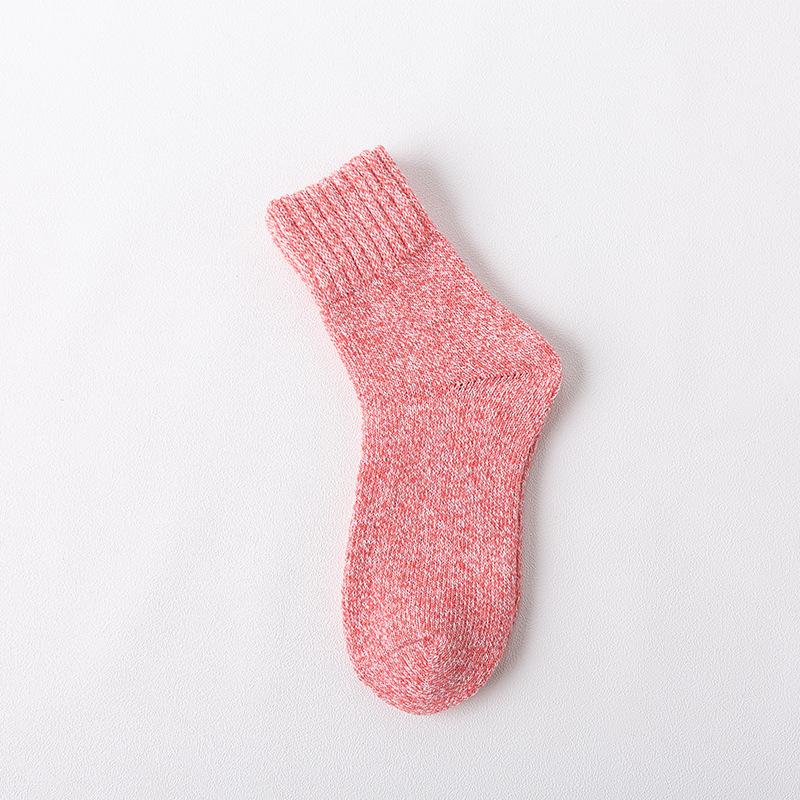 3 Pairs of Winter Mid-calf Socks In Solid Color with Thickened Wool Loops, Warm Women's Rabbit Wool Socks