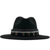 eBay Hot Sale Woolen Jazz Top Hat Ladies Minority Style Retro Flat-brimmed Big Eaves Hat