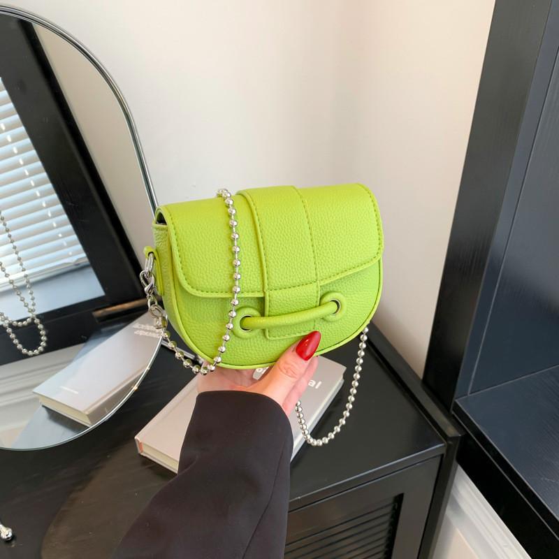 Stylish Mini Saddle Bag 2024 Spring Summer Chain Shoulder Crossbody Pu Bag Chic Design