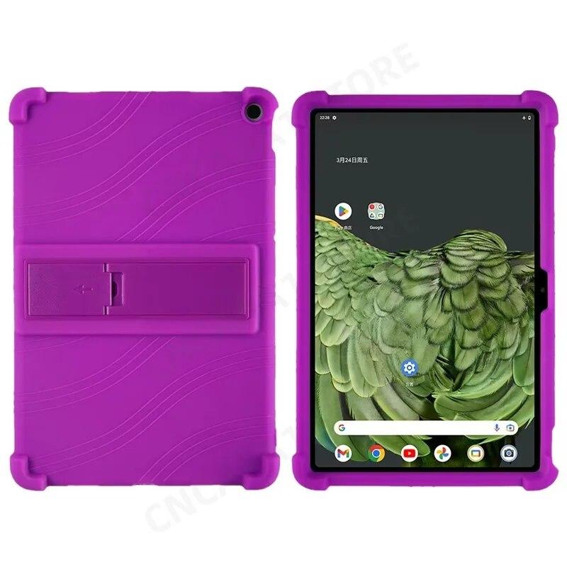 4 Verdickte Ecken Weiche Silikonhülle mit Ständer für Google Pixel Tablet Hülle 10.95" Kindersicherheit Stoßfester Schutzhülle