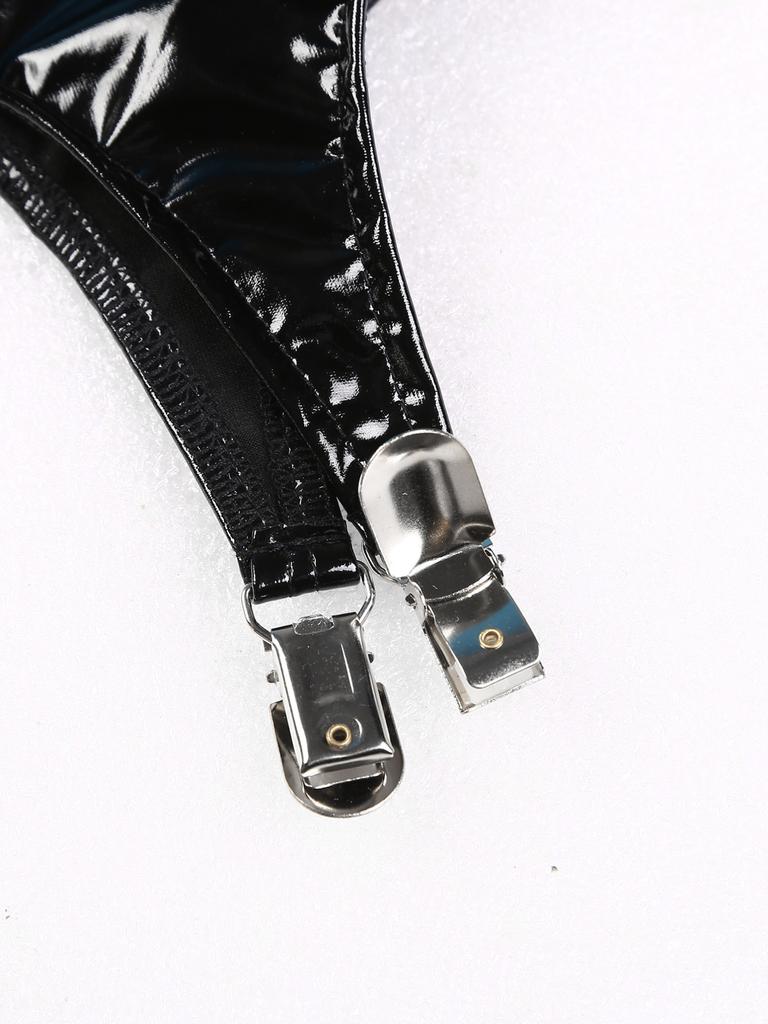 Sexy Bodycon Minikjoler for kvinner med metallklemmer Ermeløs Latex Tankkjole i Latex Clubwear