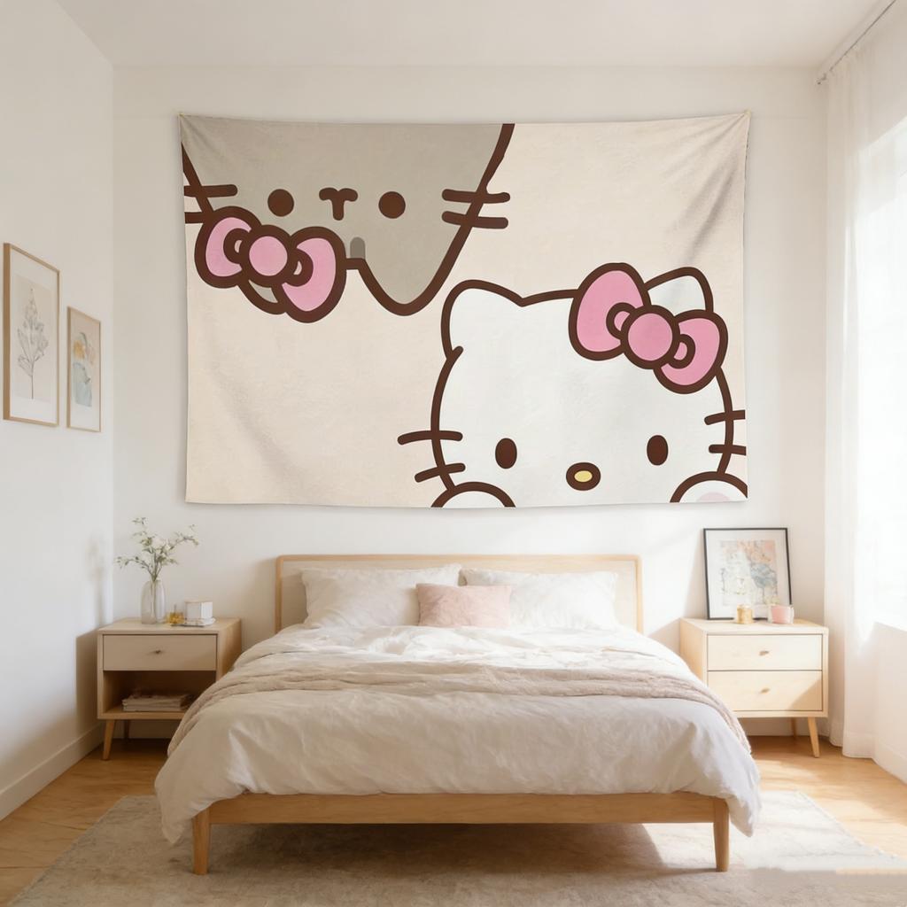 MultiSize HHello Kitty Festival Tapestry for Bedroom Living Room Dorm Home Decor Party Daily Use High Quality Print Design