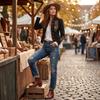 Damen Western Print Knopflochjacke Lässiger Mantel für den täglichen Gebrauch