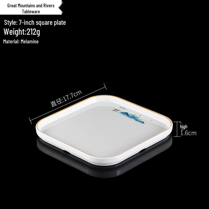 Melamine Square Imitation Porcelain Plate for Hot Pot & Cold Dishes - Commercial Fast Food & Restaurant Tableware
