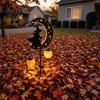 Automatic Light for Walkway Solar Halloween Witch Pumpkin Moon Garden Stake Light, Waterproof on Crescent Pathway Lights with Lantern, Outdoor