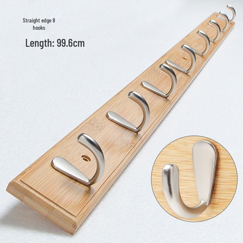 Bamboo Wood Wall-Mounted Coat Rack with Hooks