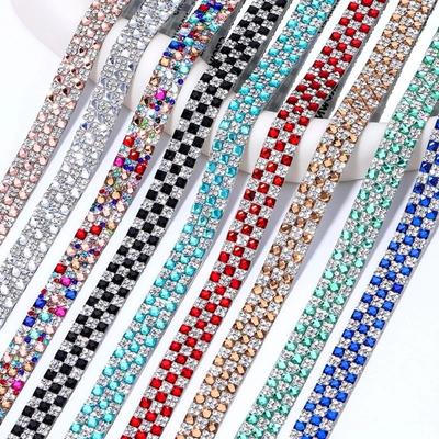 1Yard Self Adhesive Crystal Rhinestone Sticker Multicolour 1.2cm Width Diamond Ribbon Adhesive Diamond Crystal Motif