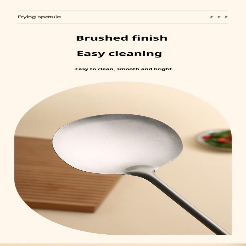 Stainless Steel Cooking Utensil Ergonomic Non-slip Wooden Handle Food Safe Cookware for Home Kitchen Student Dorm Use