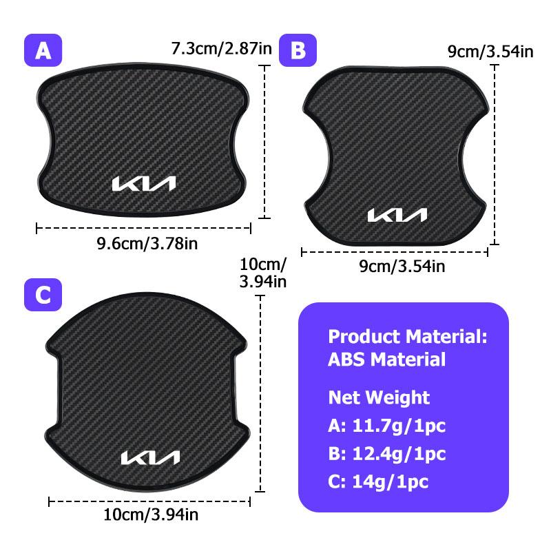 4pcs Car Door Protector ABS Bowl Anti-scratch Trim Stickers For KIA Stinger Optima Cerato Venga Forte Spectra Sedona Kcwx20