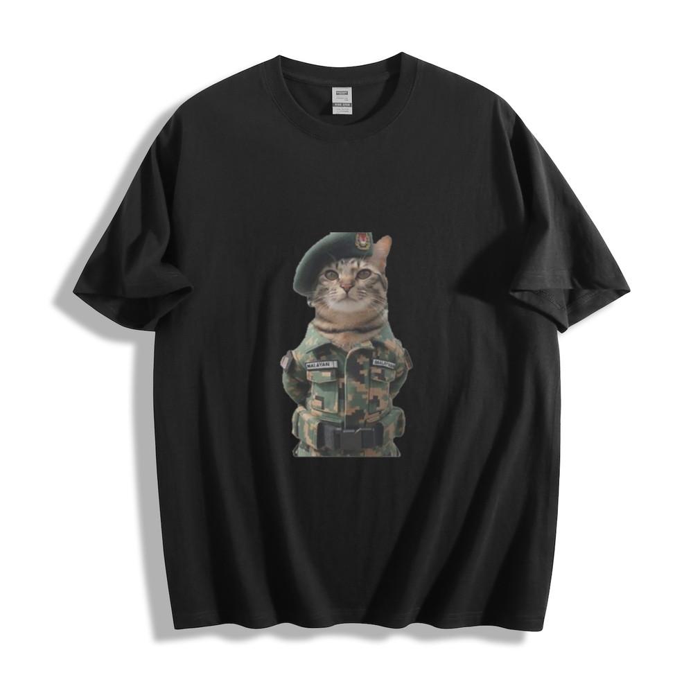 Cat In Military Uniform Graphic T-Shirt