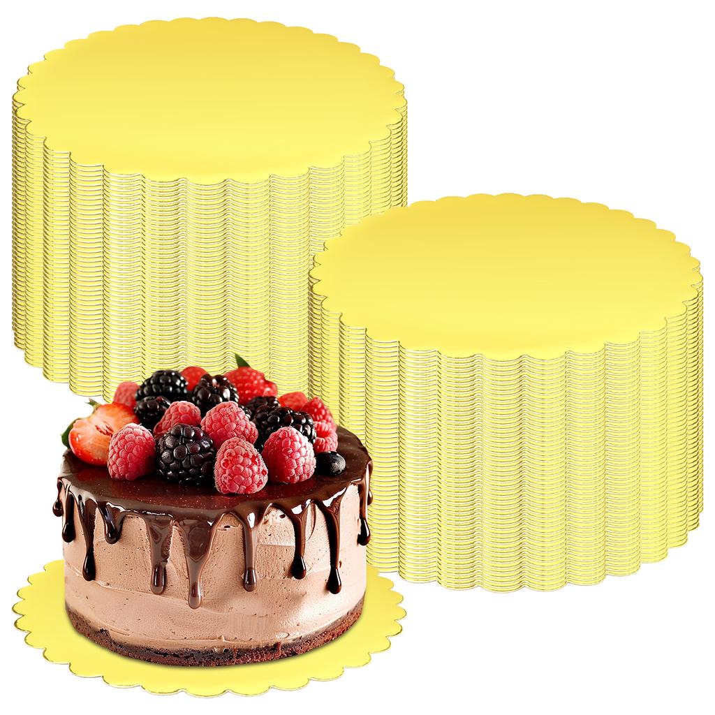 50/100Pcs 10'' Round Cake Base Board Corrugated Paper Circle Dessert Display Base Plate Gold Cake Circle Board for Home Baking