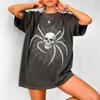 Skull Spider Vintage 90s Style Graphic Shirt, Spider Web Goth Horror Tee, Y2K Emo Streetwear Skull T-Shirt