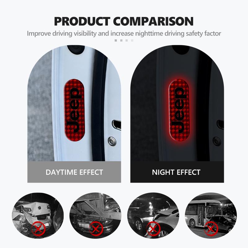 For Jeep Car Door Protection Reflective Car stickers Styling Cherokee Patriot Liberty Wrangler JK JL Commander AKN1