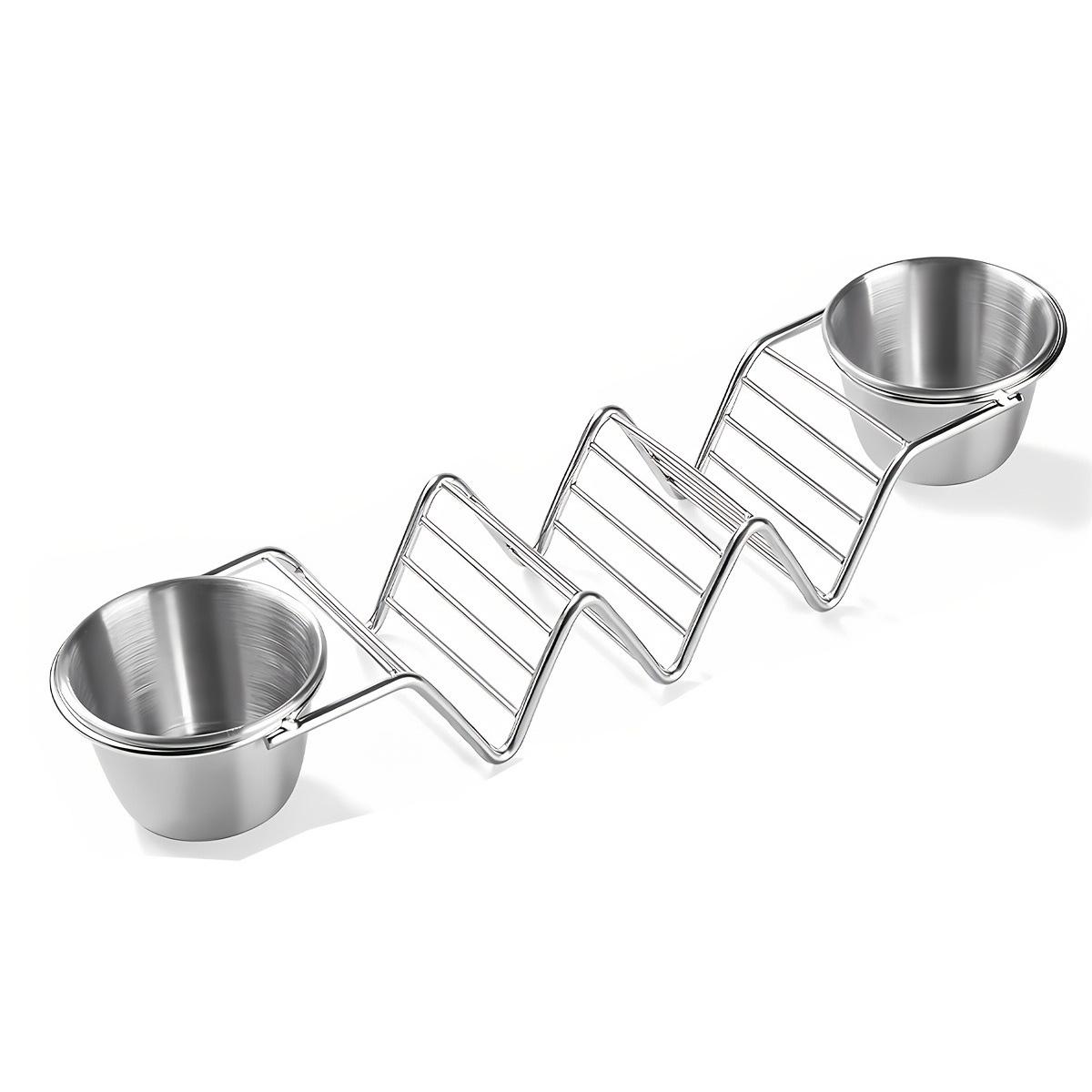 New Portable Taco Stand with Sauce Dish Three Grid V Shape Stainless Steel Taco Shell Holder Taco Accessories Rack Kitchen Tools