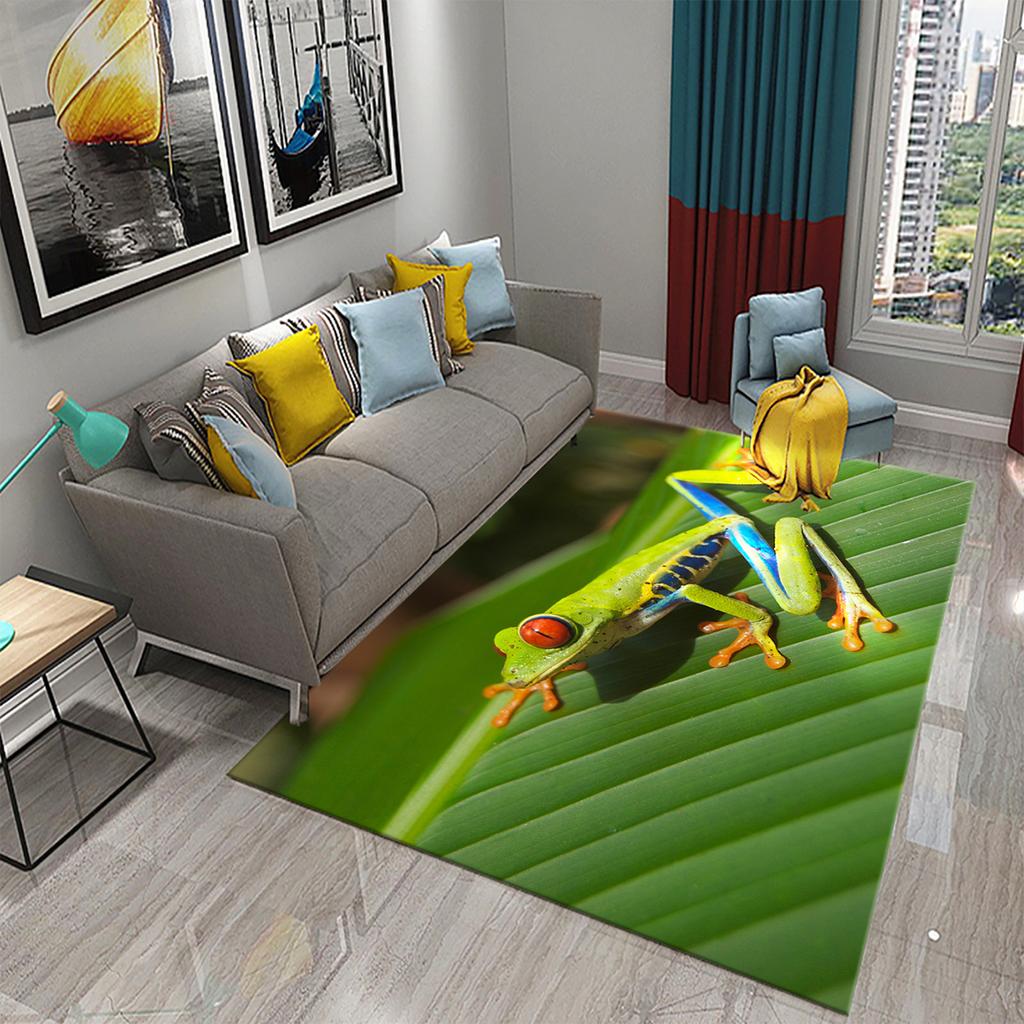 Frosch Teppich Bunt Niedlich Tier Muster Teppich für Badezimmer Rutschfeste Bereichsmatte Wohnzimmer Kinder Schlafzimmer Bodenmatte Eingangsdekor
