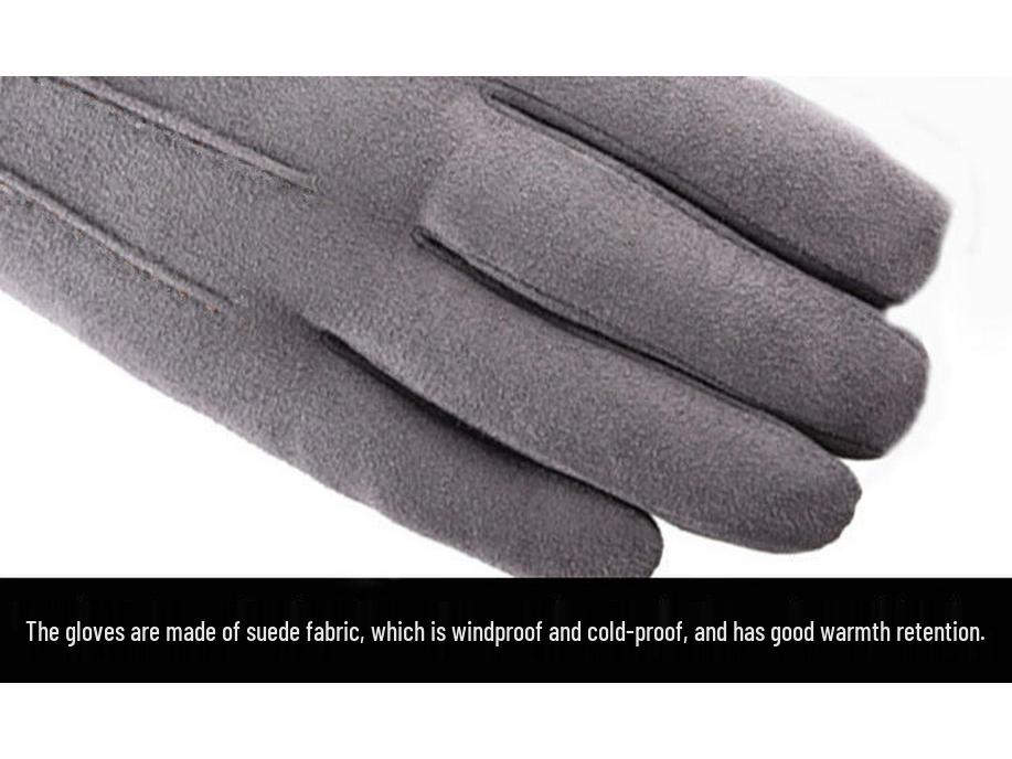 Men's Winter Suede Gloves: Warm, Fleece-Lined, Windproof, Touchscreen-Compatible for Driving & Cycling